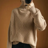 Wool High-Neck Thick Knitted Sweater for Women