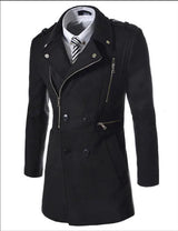 Multi Zip Long Slim Fashion Coat