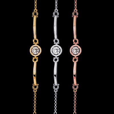 S925 Silver Plated Rose Gold Bracelet with Zirconia