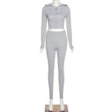 Hooded Long Sleeve Cardigan and Fitted Pants Set