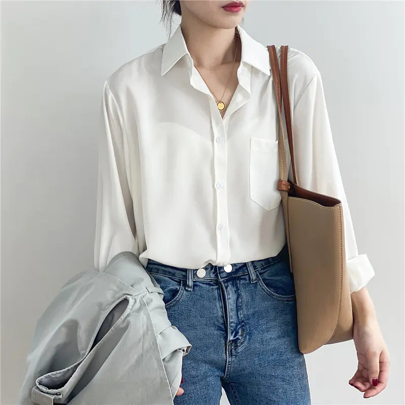 Vintage Autumn Korean Loose Casual Long Sleeve Shirt