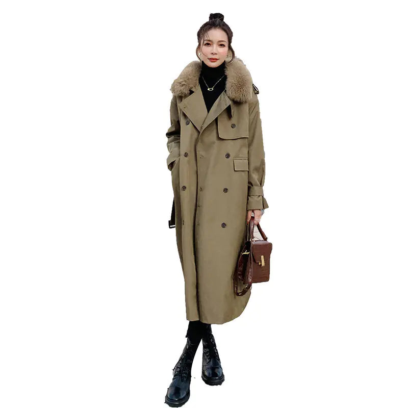 Women's Loose Over-the-Knee Thick Stitching Coat
