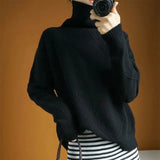 Wool High-Neck Thick Knitted Sweater for Women