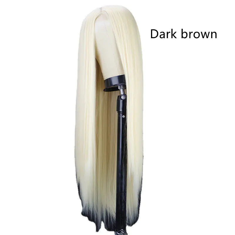 Natural Black Long Straight Headgear with Non-Marking Fiber