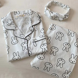 Cotton Rabbit Print Long Sleeve Homewear Pajama Set