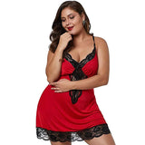 Plus Size Satin Lace Spaghetti Strap Nightgown Set