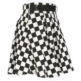 High Waist Black and White Checkered Skirt for Women