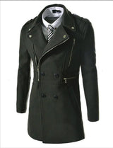 Multi Zip Long Slim Fashion Coat
