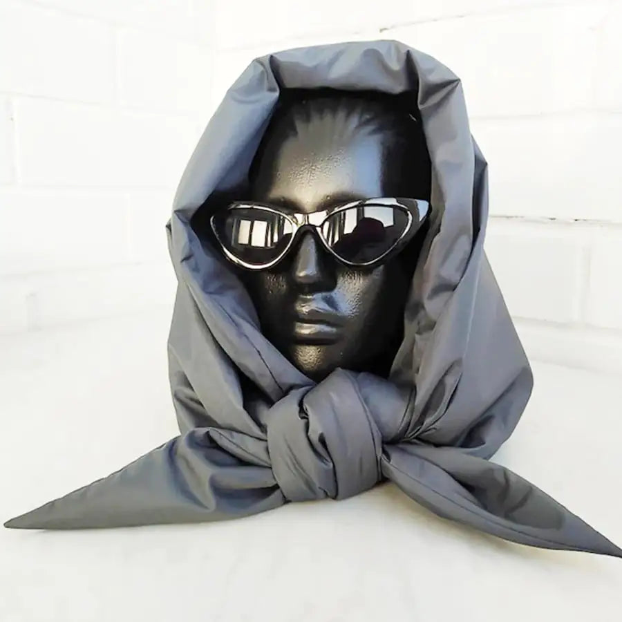 Quilted Triangle Puffer Headscarf Shawl Hood
