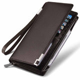 Men's Leather Wallet with Multiple Card Slots and Zipper