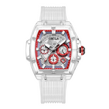 Men's watch with transparent case