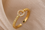 18K Gold-Plated Eternal Circle Ring with Cubic Zirconia