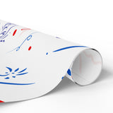 Firework Confetti Wrapping Paper — Customizable "Personalize Here" Gift Wrap (Patriotic Red & Blue)