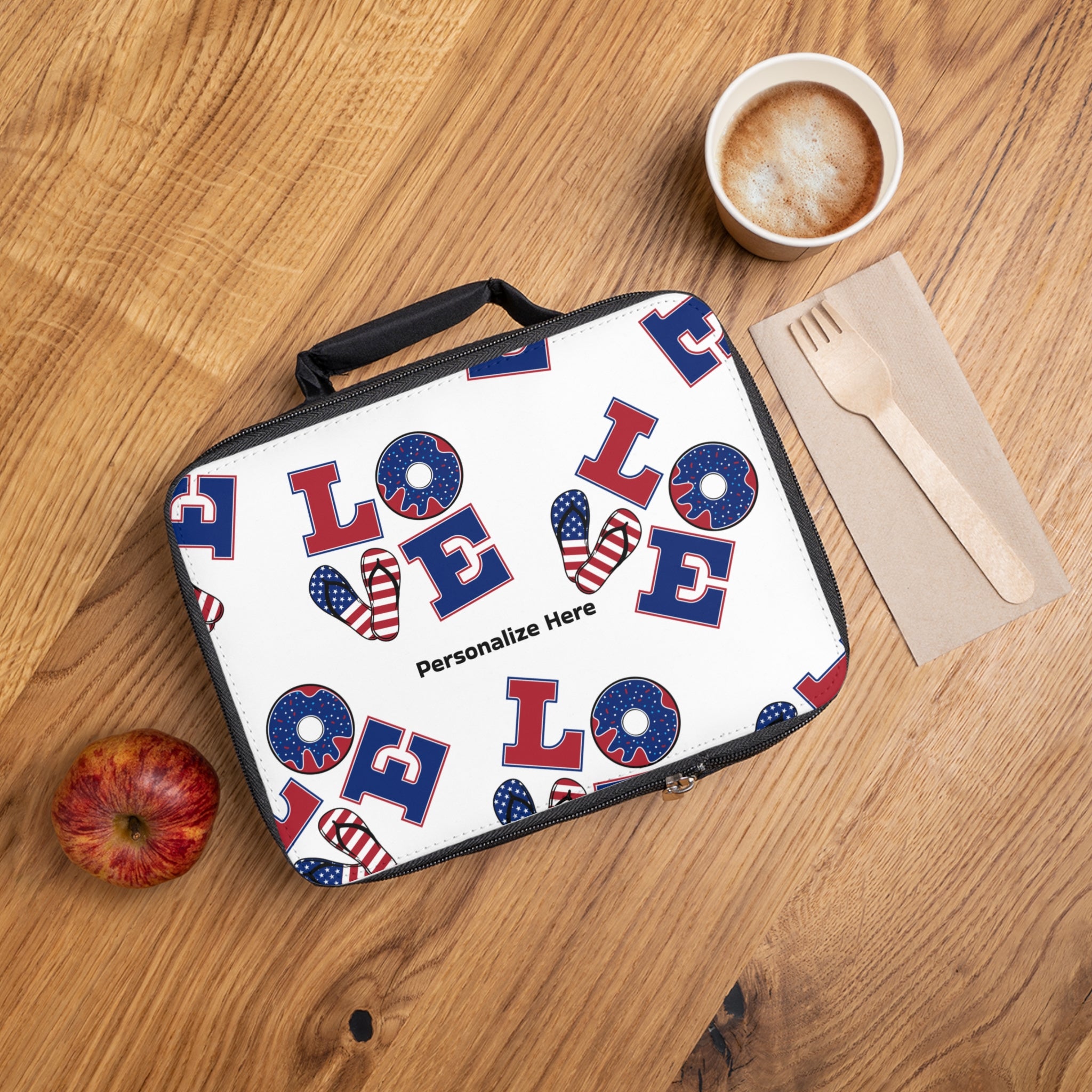 Patriotic LOVE Lunch Bag — Personalized 4th of July Kids & Adult Lunchbox