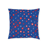 Patriotic Confetti Square Pillow — Red, White & Blue Star Pattern Decorative Throw Pillow