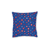 Patriotic Confetti Square Pillow — Red, White & Blue Star Pattern Decorative Throw Pillow