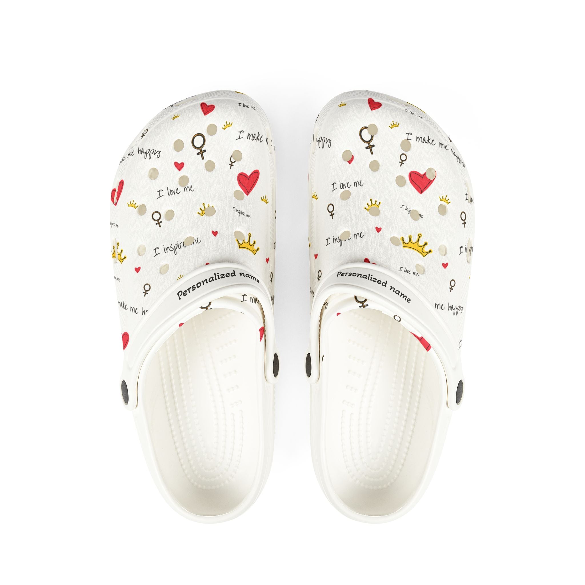 Women's Cute Patterned EVA Clogs — Hearts, Crowns & 'I Love Me' Design