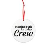 Personalized 50th Birthday Crew Ceramic Ornament — Custom Name Two-Sided Keepsake