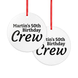 Personalized 50th Birthday Crew Ceramic Ornament — Custom Name Two-Sided Keepsake