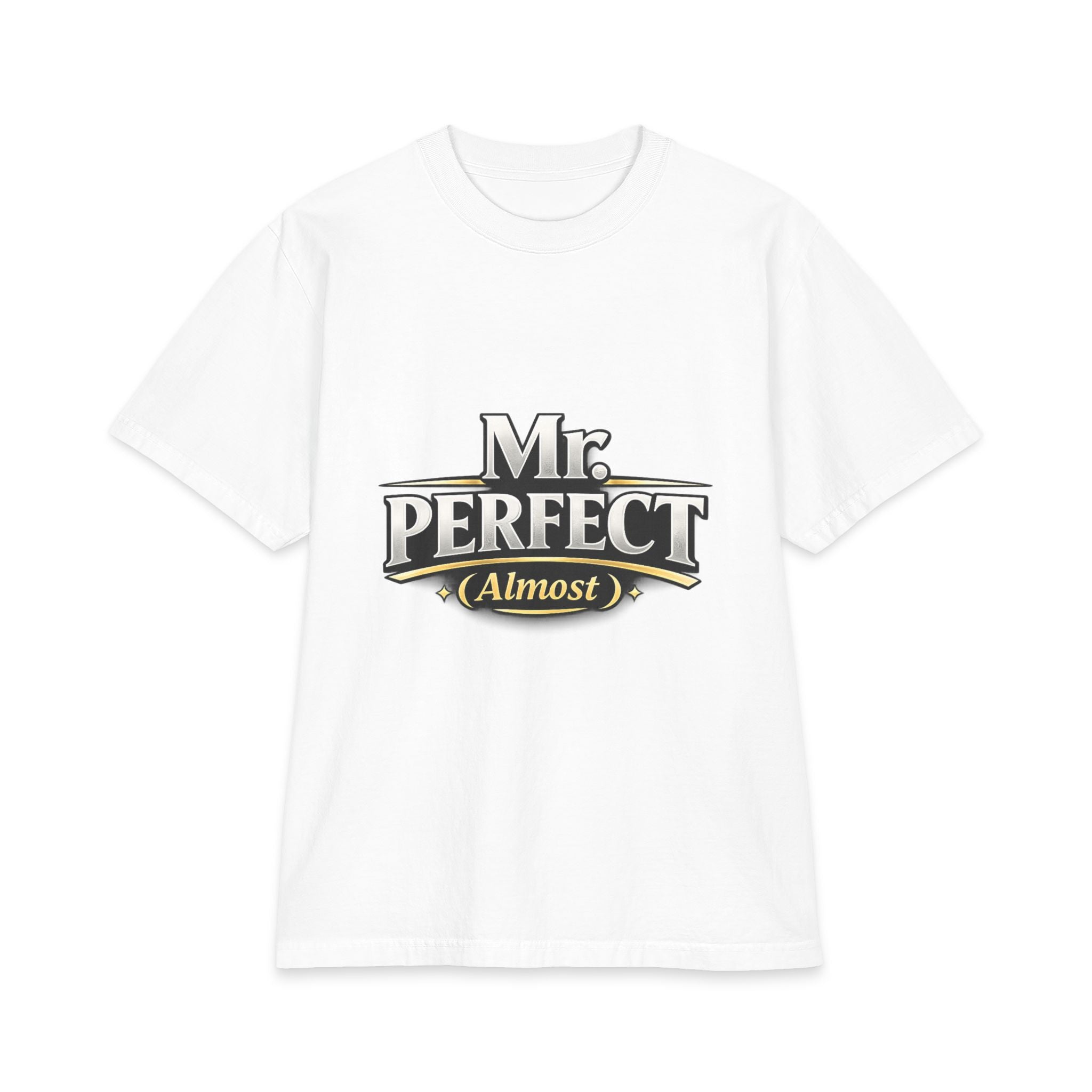Mr. Perfect (Almost) T-Shirt — Funny Retro Logo Tee for Men & Dads