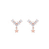 Rose Gold Star Earrings with Zirconia, S925 Silver