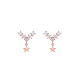 Rose Gold Star Earrings with Zirconia, S925 Silver