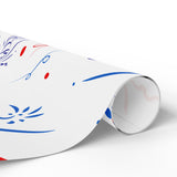 Firework Confetti Wrapping Paper — Customizable "Personalize Here" Gift Wrap (Patriotic Red & Blue)