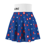 Patriotic Star Confetti Skater Skirt — Blue Red White AOP