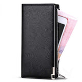 Men's Leather Wallet with Multiple Card Slots and Zipper