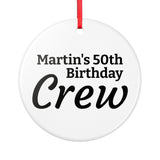 Personalized 50th Birthday Crew Ceramic Ornament — Custom Name Two-Sided Keepsake