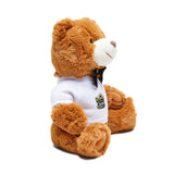 Rescued Queen Teddy Bear — Plush Bear with Bow Tie & Printed T‑Shirt