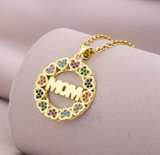 18K Gold-Plated Circle Necklace with Multicolor Zirconia