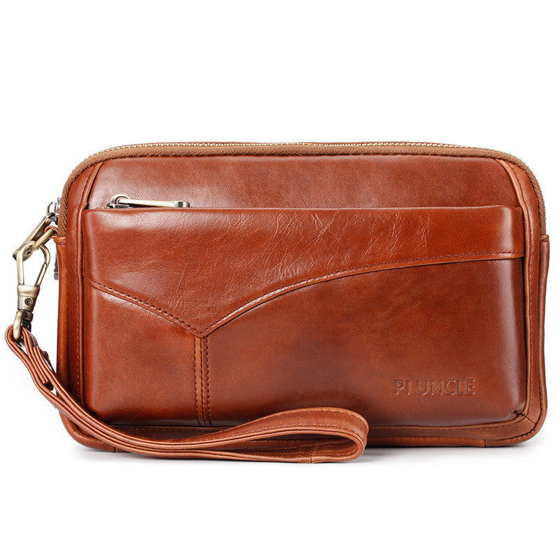 Multifunctional Leather Men's Hand Wallet with Handle