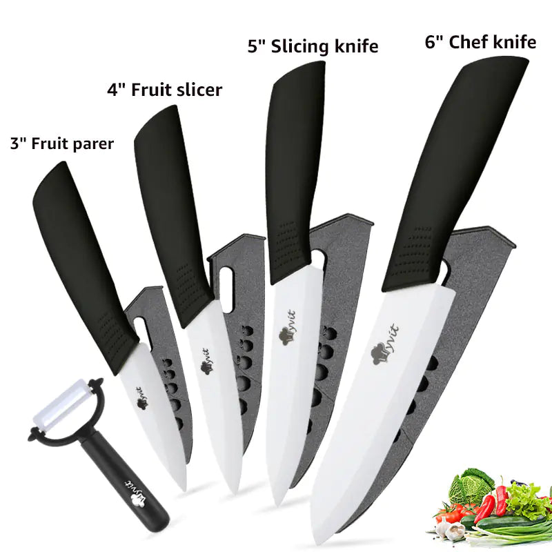Ceramic Knife Set with Non-Slip Handles (5 Pieces)