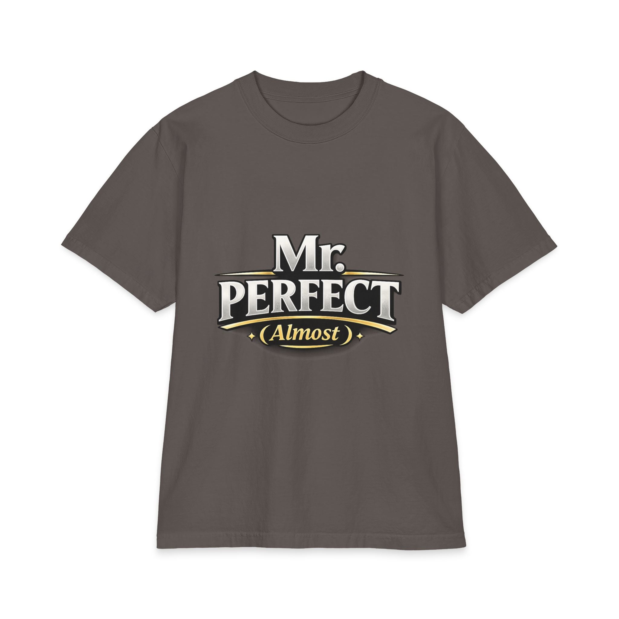 Mr. Perfect (Almost) T-Shirt — Funny Retro Logo Tee for Men & Dads