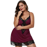 Plus Size Satin Lace Spaghetti Strap Nightgown Set