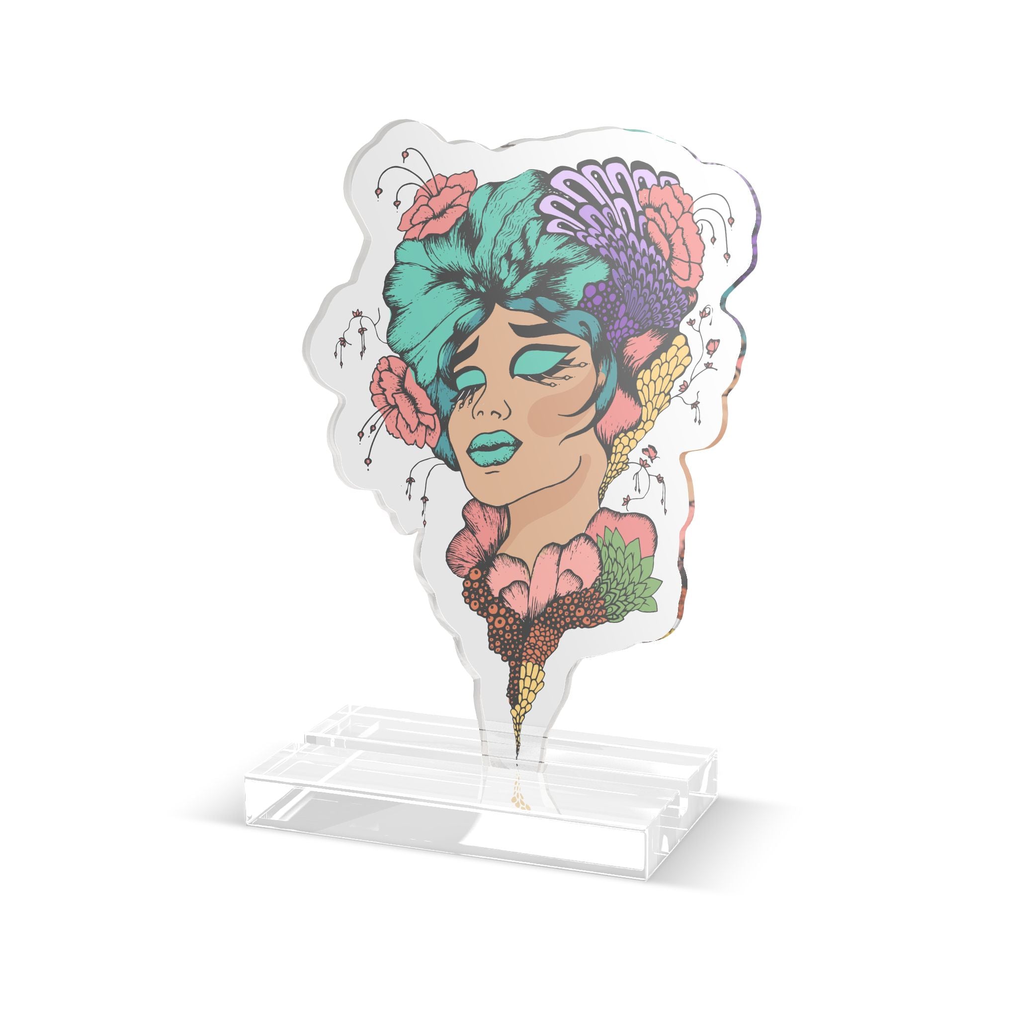 Acrylic Standee - Floral Portrait Custom Cut Desk Display