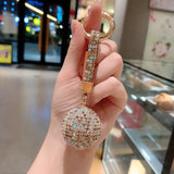 Multicolor Rhinestone Crystal Ball Keychain with Leather Strap