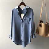 Vintage Autumn Korean Loose Casual Long Sleeve Shirt