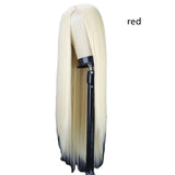 Natural Black Long Straight Headgear with Non-Marking Fiber