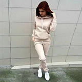 Women's Casual Sports Set - Hooded Long Sleeve Outfit