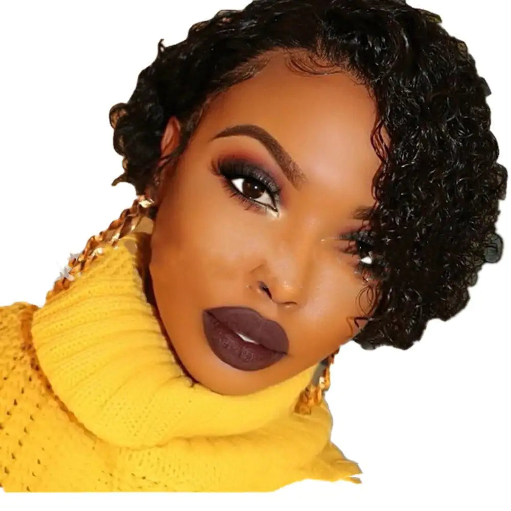 Natural Curly Bob Lace Front Wig with HD Transparency