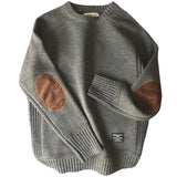 Men's Knitted Pullover Sweater with Fashion Patch Design