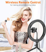 10-Inch Desktop Phone Stand with Ring Light for Selfies