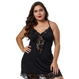 Plus Size Satin Lace Spaghetti Strap Nightgown Set
