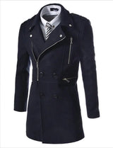 Multi Zip Long Slim Fashion Coat