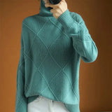 Wool High-Neck Thick Knitted Sweater for Women