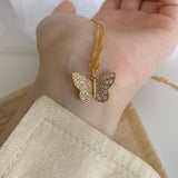 18K Gold Plated Butterfly Necklace with Zirconia Stones
