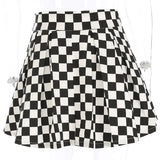 High Waist Black and White Checkered Skirt for Women