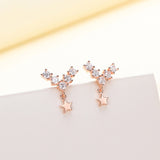 Rose Gold Star Earrings with Zirconia, S925 Silver